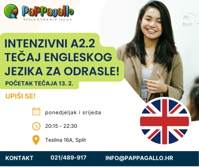 INTENZIVNI TEČAJ ENGLESKO JEZIKA ZA ODRASLE!
